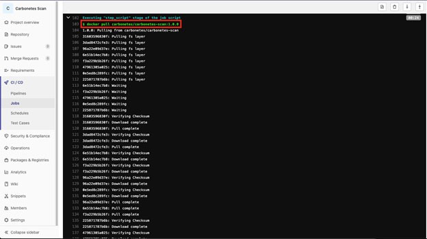 GitLab logs interface